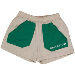 The Color Block Short from Tiny Cottons. Our crinkled shorts gives any outfit a playful, modern edge.