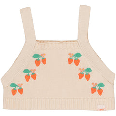 Strawberries Knitted Crop Top by Tiny Cottons. Our cotton knitted cropped top features strawberry embroideries on the sides.