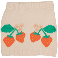Strawberries Skirt by Tiny Cottons. This knitted skirt, features bold hand-embroidered strawberries.