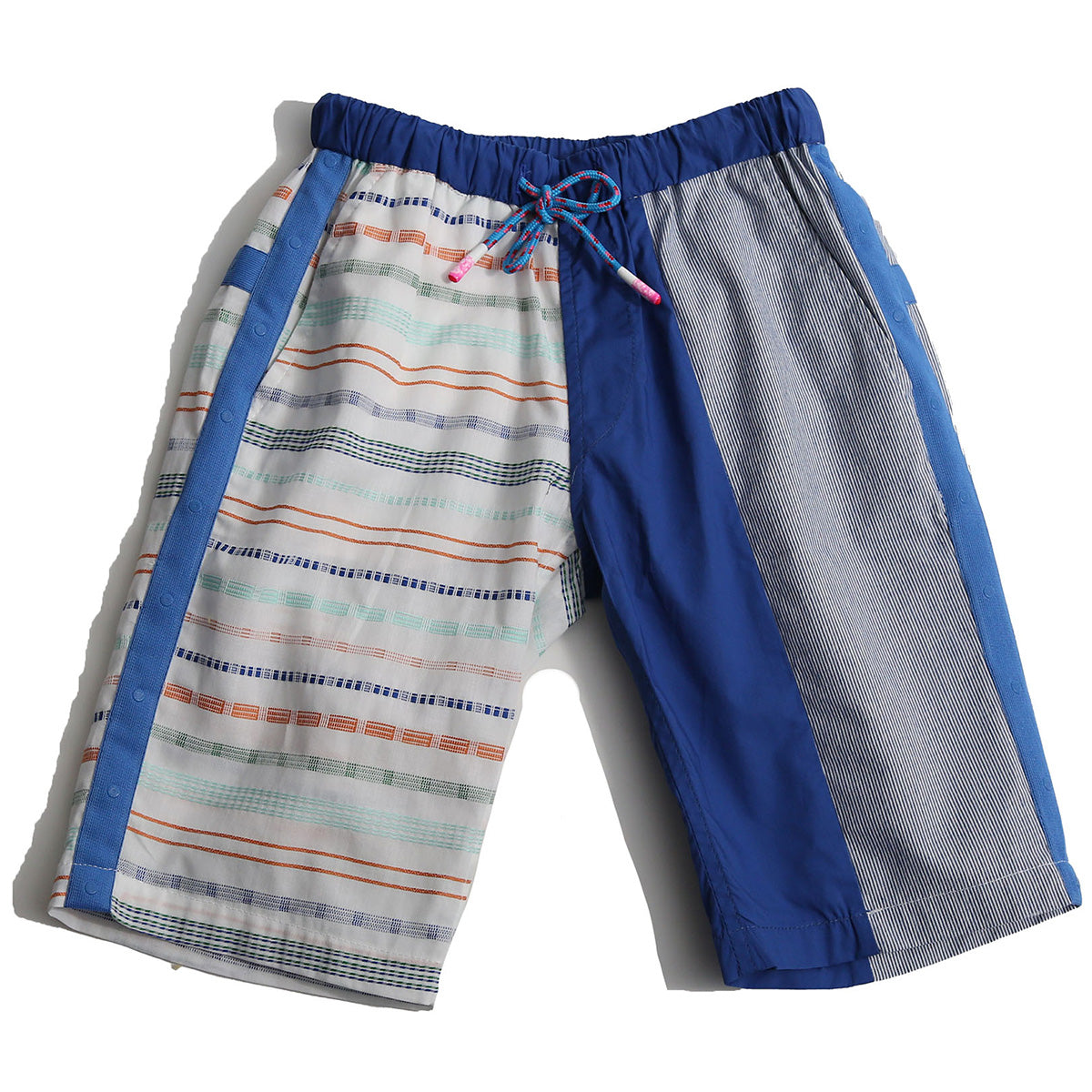 Patchwork Bermudas from Tia Cibani. Cropped calf length Bermuda style simple pull on elastic waist shorts.