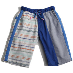Patchwork Bermudas from Tia Cibani. Cropped calf length Bermuda style simple pull on elastic waist shorts.