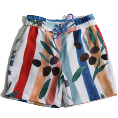 The Surf Shorts from Tia Cibani. Elastic waist with colorful rope tie at front for easy adjusting.