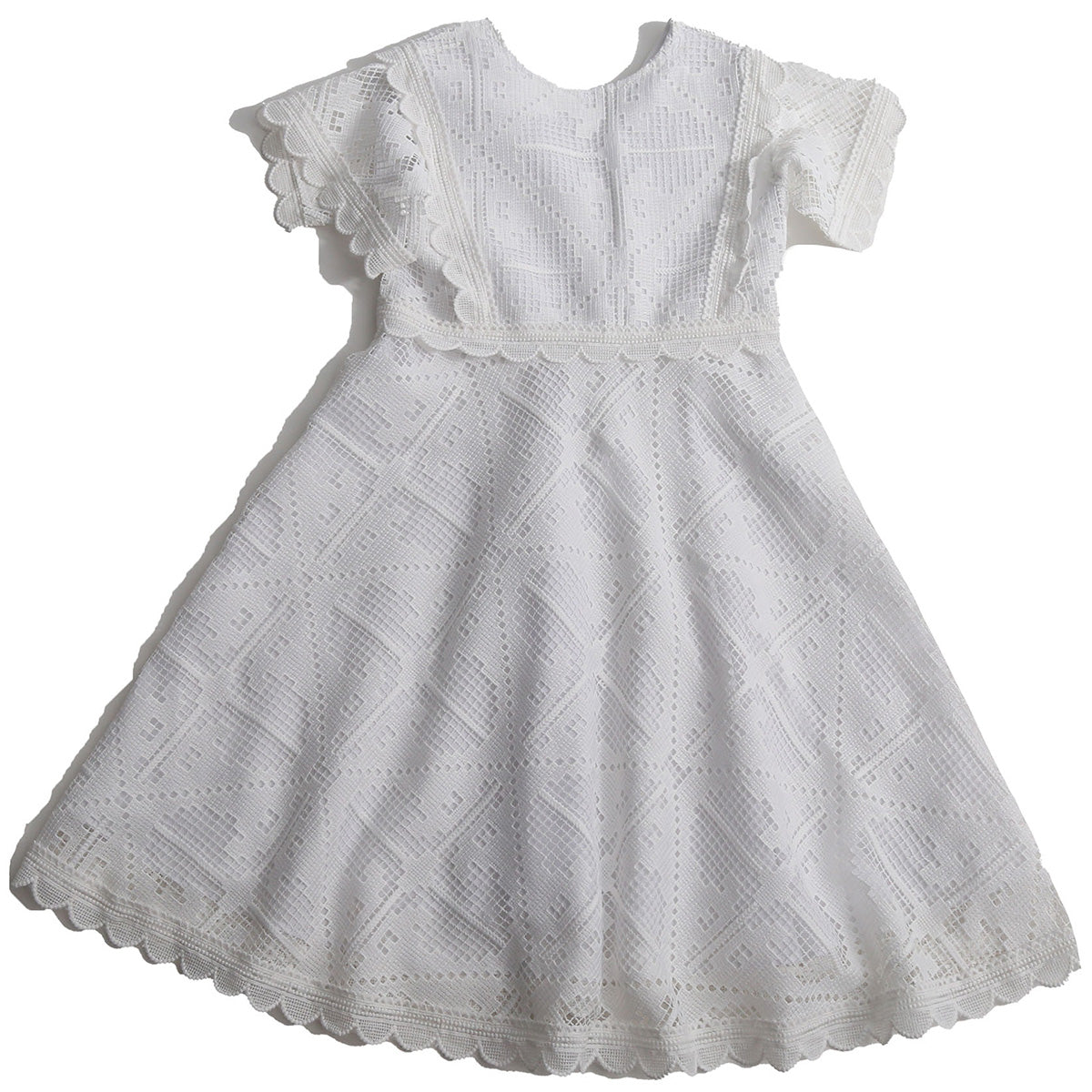 Alexandra Sailor Frock from Tia Cibani. Girl’s easy fit and flare tealength frock. Sailor style bodice and squared sleeves.