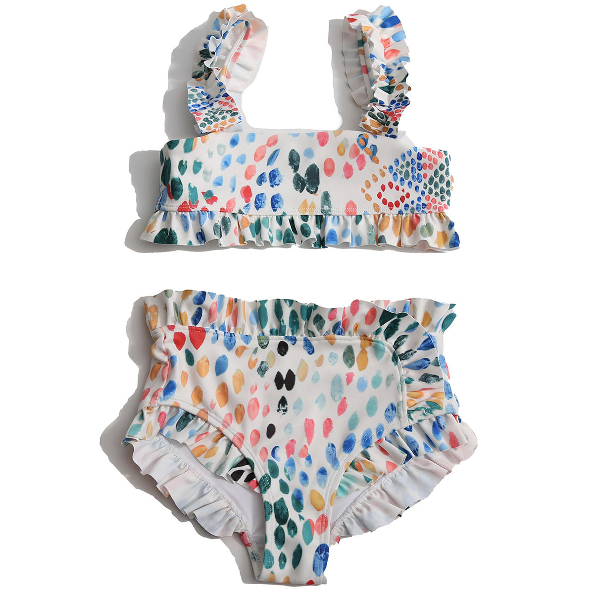 Misty Ruffled Tankini from Tia Cibani. Girls tankini. Water wave style ruffles at straps and lining the bottom.