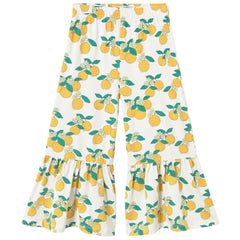 The Oranges Pant by Tiny Cottons, off-white straight-leg pants with all-over orange fruit print and elastic waistband.