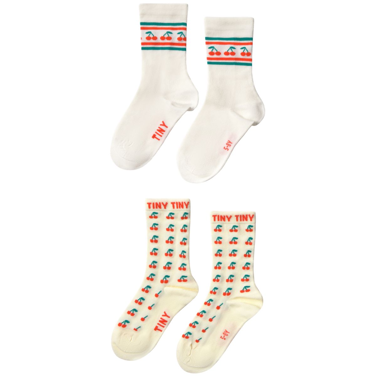 Tiny Cottons Cherry Medium Socks, kids socks set with cherry pattern, soft breathable crew socks for everyday wear