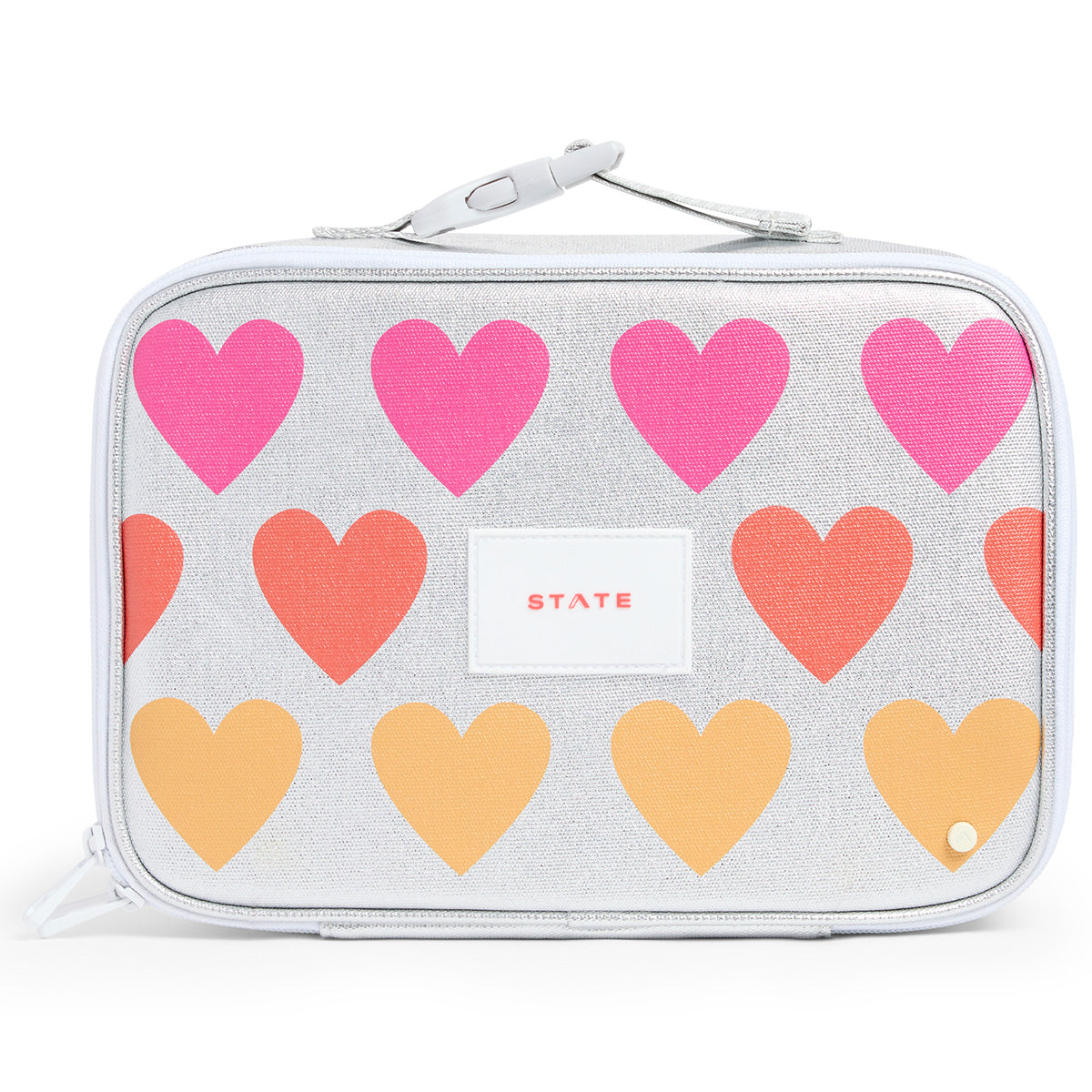 The Rodgers Lunch Box from State Bags. Lunch box with heart pattern.