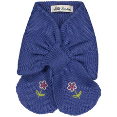 Hello Simone The Sally Scarf rounded knit scarf with flower embroidery and slit closure