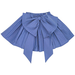 Christina Rohde Blue Striped Skirt with fine stripes, flared shape and oversized bow at the waist.