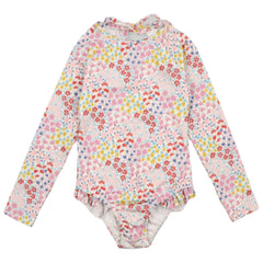 Swimsuit Girl Anemone Print from The New Society. Swimsuit with long sleeves, showcasing a beautiful anemone floral print.