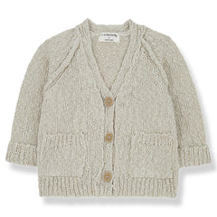 The Tadeo Cardigan from 1 + in the Family. V neck, Long sleeves, Front patch pocket(s), Front button(s).