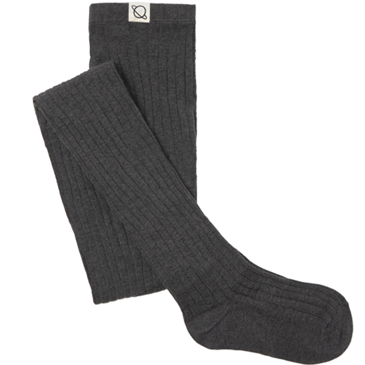 The Organic Cotton Warm Tights from Cozmo. Pair of dark gray tights on a white background.