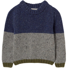 Cozmo The Tigris Sweater flecked knit baby sweater with contrasting tones and ribbed trims