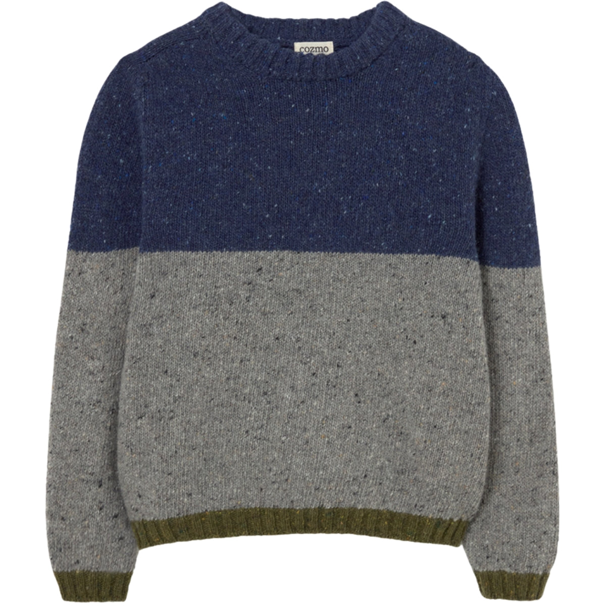 Cozmo The Tigris Sweater flecked knit with contrasting tones and ribbed neckline, cuffs and hem