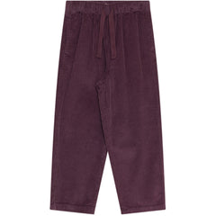 The Elio Pant from The New Society, corduroy pants with straight-leg fit and elastic drawstring waistband.