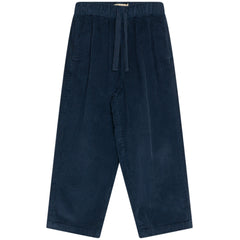 The Elio Corduroy Pants by The New Society in navy cotton corduroy with wide-leg fit and elastic drawstring waist.