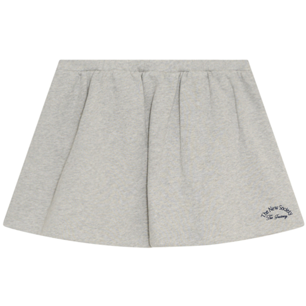 The Mochi Skirt from The New Society, soft jersey A-line skirt with elastic waistband and logo embroidery.