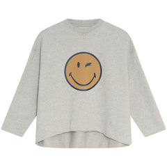 The Smiley Sweatshirt from The New Society with a winking smiley graphic and relaxed fit for kids.