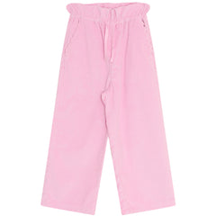 The New Society Dree Pants pink corduroy wide-leg kids pants with paperbag waist and scalloped pockets