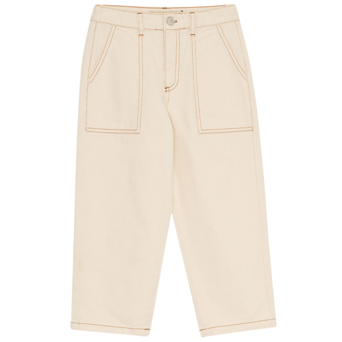 The TNS Denim Baggy Pant from The New Society. A staple denim style featuring detailed topstitching on front pockets.