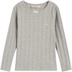 The New Society The TNS Logo Tee ribbed knit long-sleeve top with bow neckline and logo