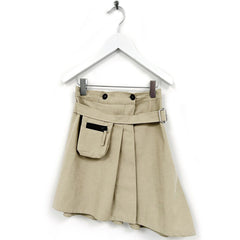 The Tori Skirt from Anja Schwerbrock. A chic beige skirt with front pleats, and a matching belt with a flap pocket.