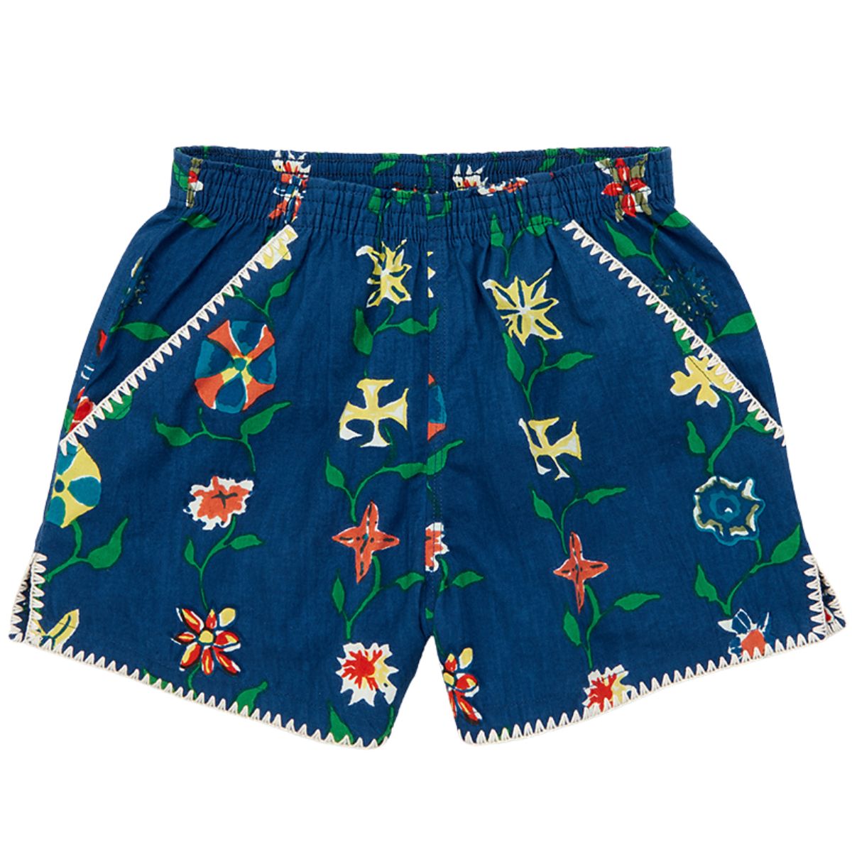 Traveler Short by Misha & Puff. A vintage-style pull-on short in cotton poplin, featuring a gathered elastic waistband.