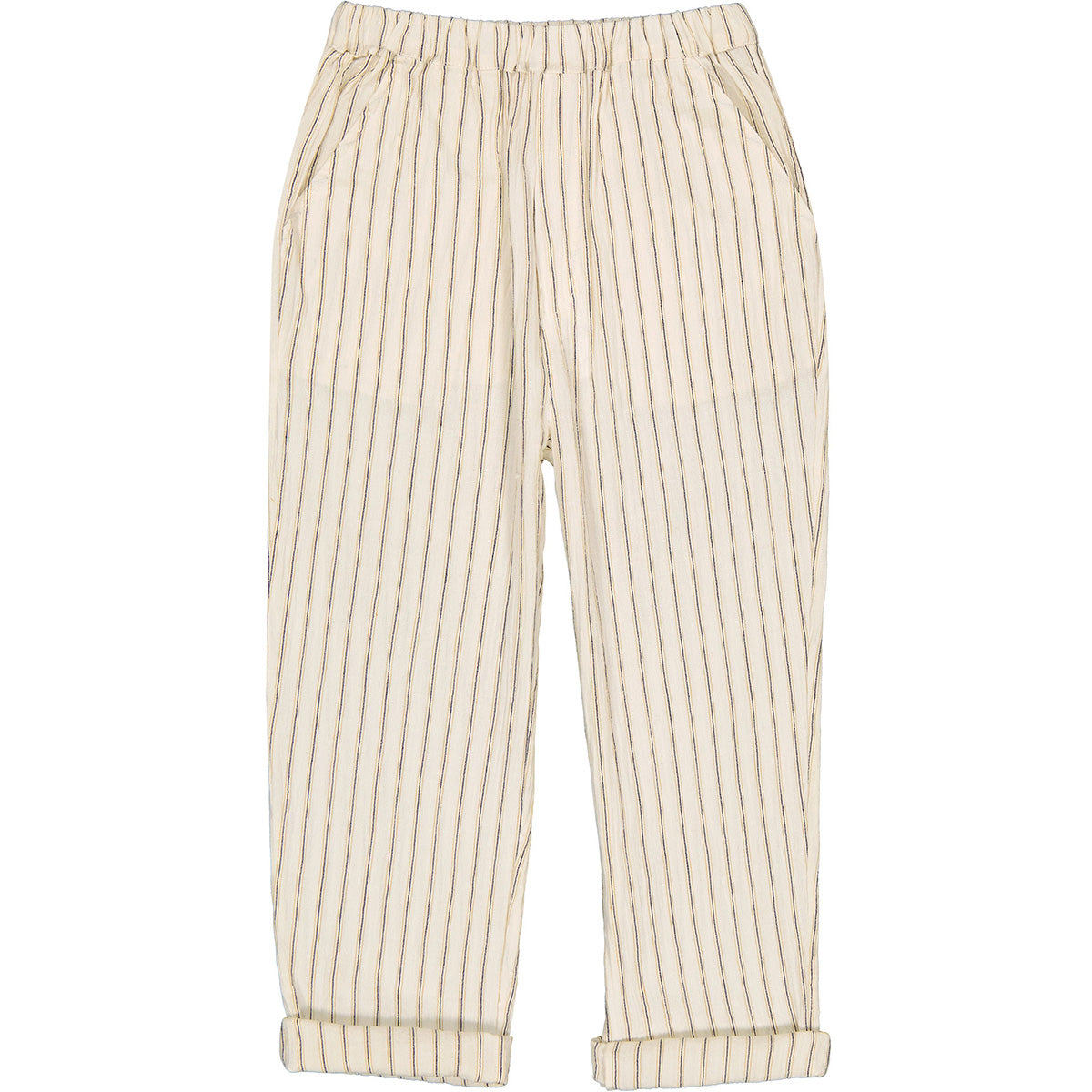 The Gazelle Cotton Crepe Stripe Pants from Louis Louise. Elasticated waistband for easy slip-on, two patch pockets on back