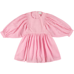 The Ulla Tess Dress from Morley. This lovely pink dress features voluminous puff sleeves and a gathered skirt.