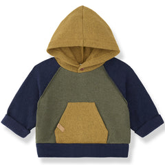 1+ in the Family The Vaughan Hooded Sweater with color-blocked design and front pocket