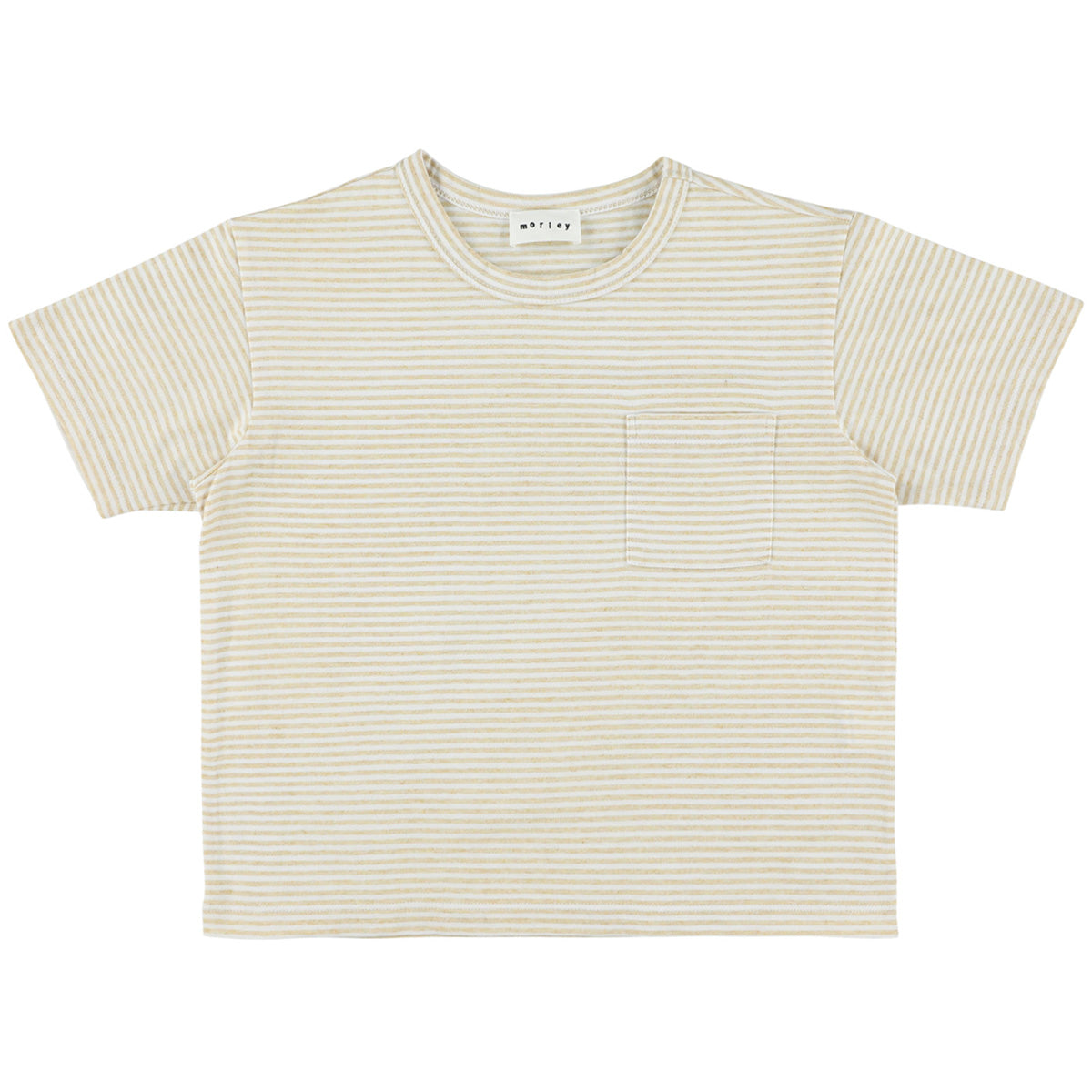 The Vem Tee from Morley. A relaxed-fit striped t-shirt in soft beige and white tones. 