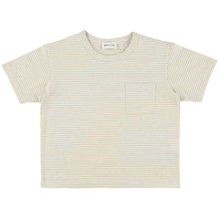 The Vem Tee from Morley. A relaxed-fit striped t-shirt in soft beige and white tones. 