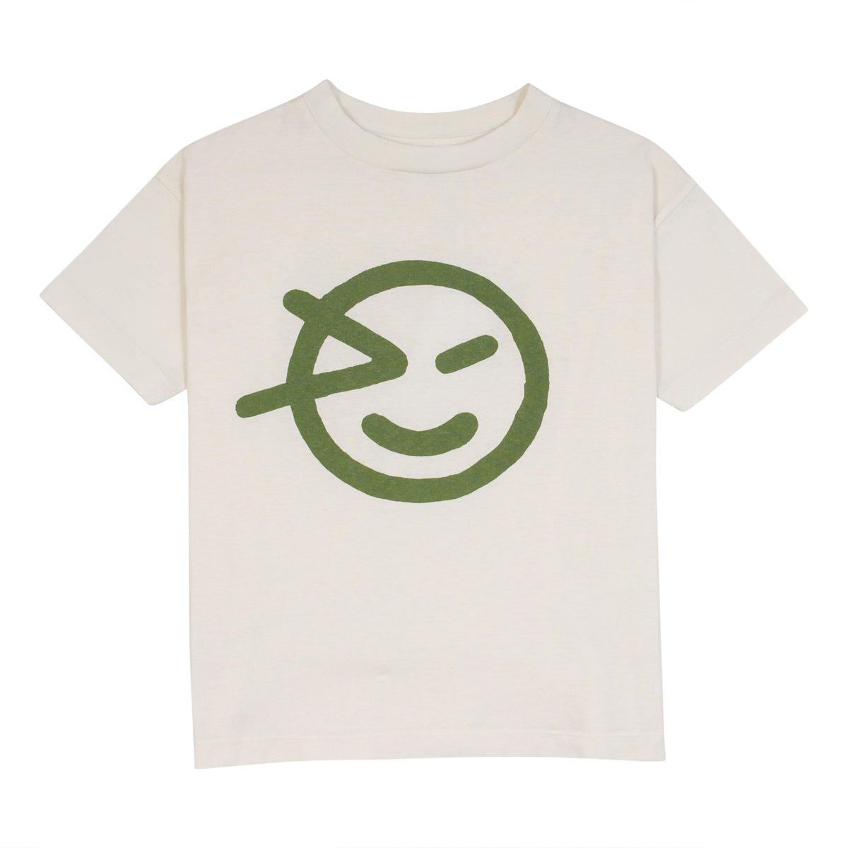 The Wynken Tee from Wynken. Relaxed fit tee in cotton jersey, Soft ribbed collar, Olive green Wynken logo print on front.