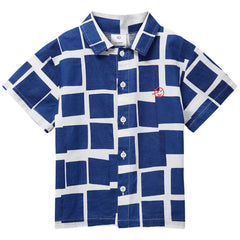The Camp Collar Shirt from Wynken. Featuring an all-over playful Kite block print.