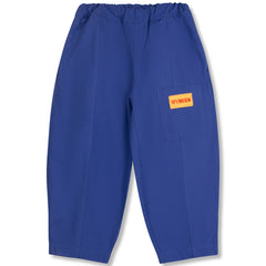 Bonjour Pants from Wynken in artist blue with elasticated waistband, straight cropped legs, and back patch pocket
