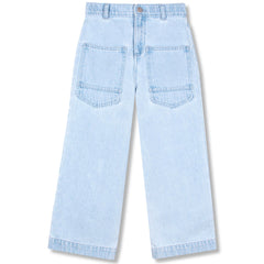 Kons Jeans from Wynken in pale bleached denim with straight legs, button waist, and large front patch pockets