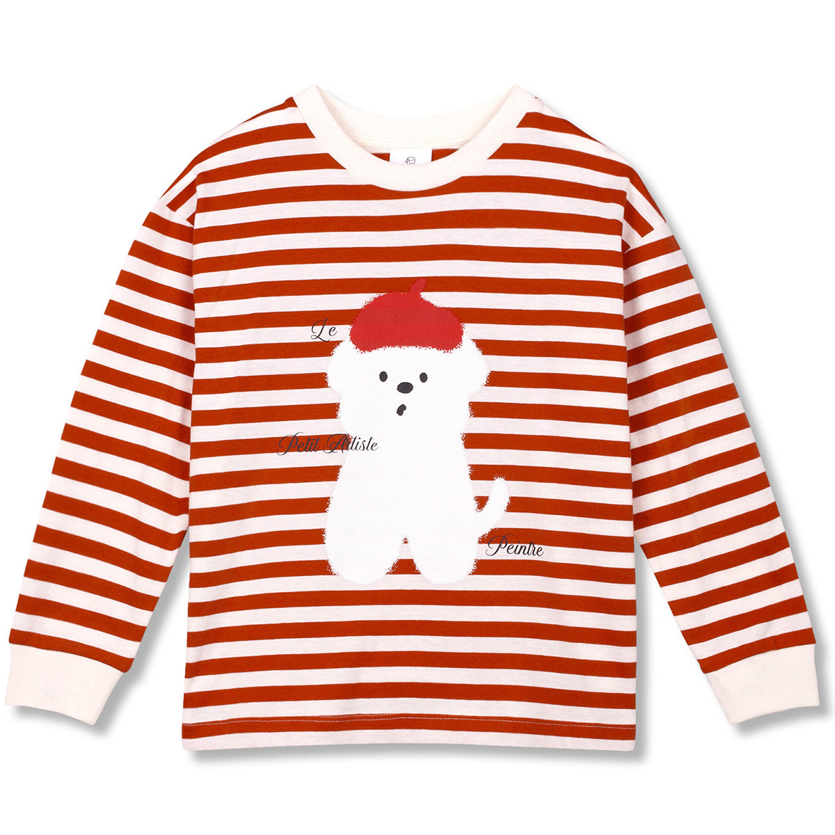 Wynken The Le Petit Artist Stripe Tee organic cotton long sleeve with striped design and dog print