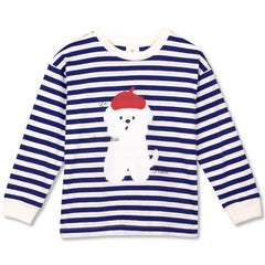 Wynken The Le Petit Artist Stripe Tee organic cotton long sleeve with striped design and dog print