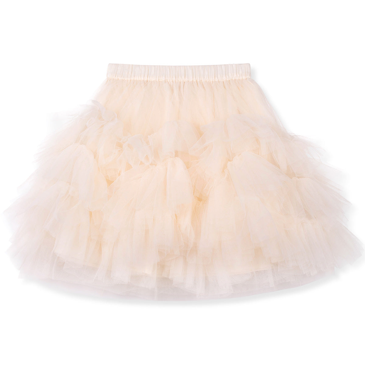 Tux Tulle Skirt by Wynken ecru kids tulle skirt with layered frills and elastic waistband