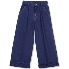 The Scallop Pant by Wynken wide-leg kids denim pants with scalloped cuffs and relaxed fit