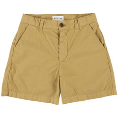 The Xeno Shorts from Morley, beige shorts with button closure, side pockets, and relaxed fit.