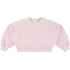 The Xixo Sweatshirt by Morley, pastel pink cropped sweatshirt with crew neck, dropped shoulders and ribbed trims.