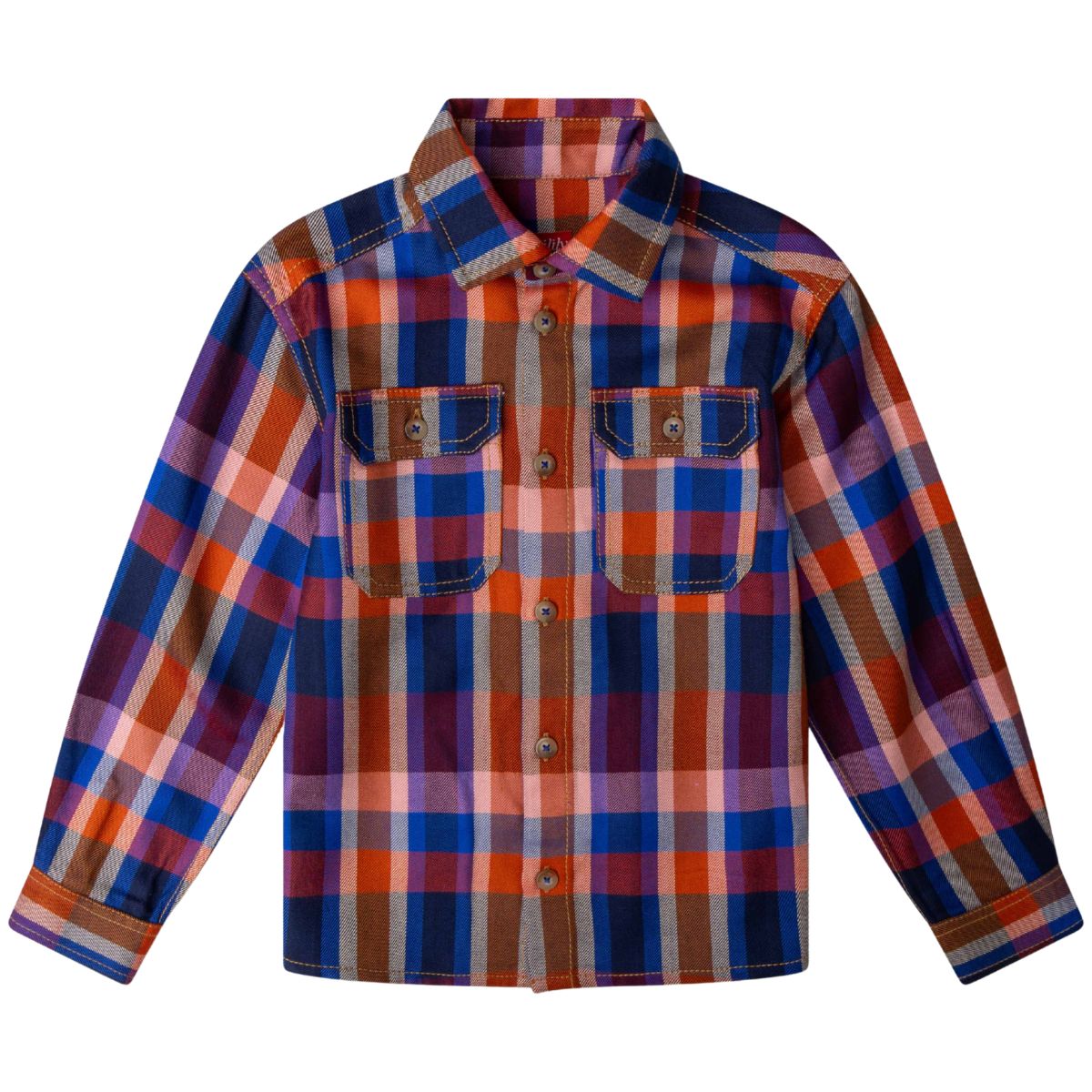 The Bruno Plaid Button Down Shirt from Oilily, plaid long-sleeve shirt with flap chest pockets and button front.