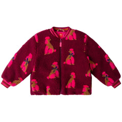 The Cottage Poodle Jacket from Oilily, cosy fleece jacket with all-over poodle print and zip-front closure.