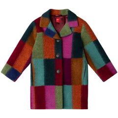 The Charlize Multicolor Checkered Coat from Oilily, button-front coat with bold check pattern and lapel collar.