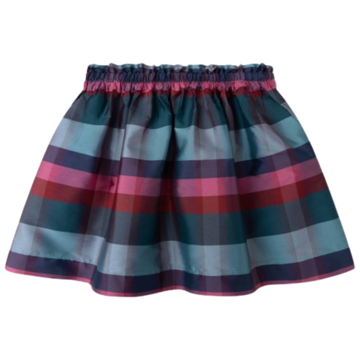 The Sympa Plaid Skirt from Oilily, girls' gathered plaid skirt with elastic waistband.