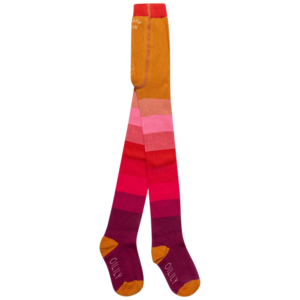 Oilily Malegre Striped Tights with multicolored stripes, soft stretch knit tights for kids.