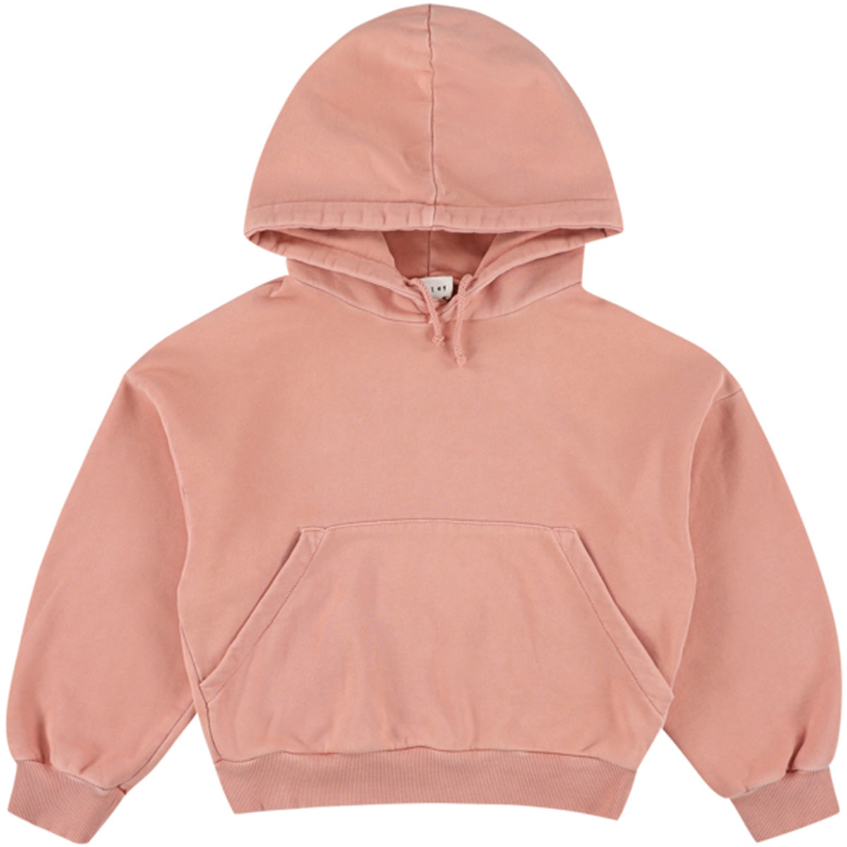 The Ygor Hoodie by Morley, dusty pink hoodie with drawstring hood, kangaroo pocket and ribbed cuffs and hem.