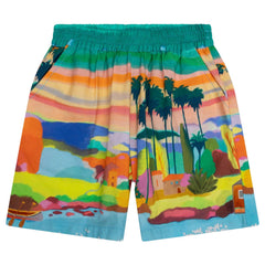 Plank Shorts from Oilily. The print Hike View is a digital drawing of lovely views in lush, bright colors with water paint effect.