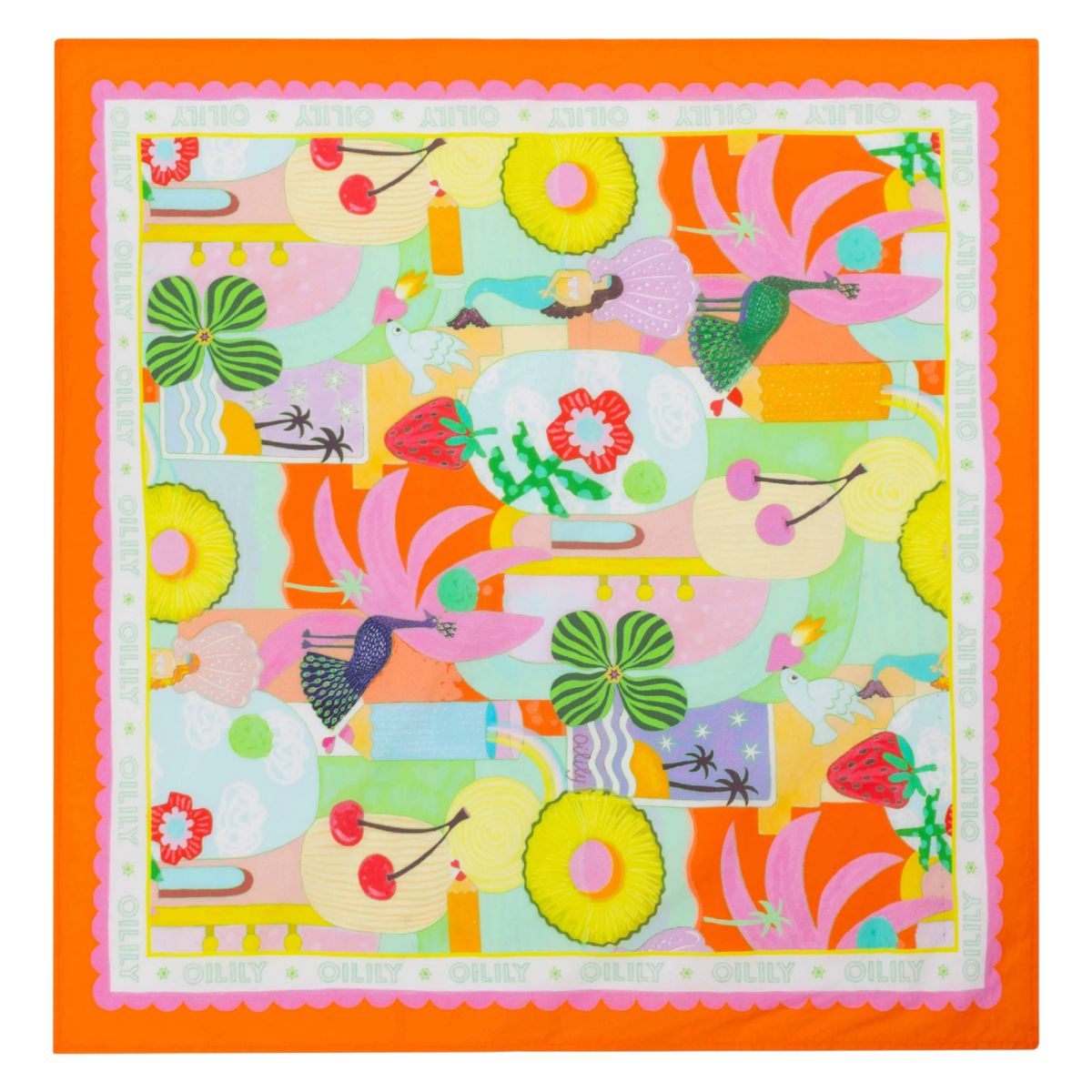 Abandana Scarf from Oilily. We drew all kinds of cheerful elements like fruit, mermaids and flowers
